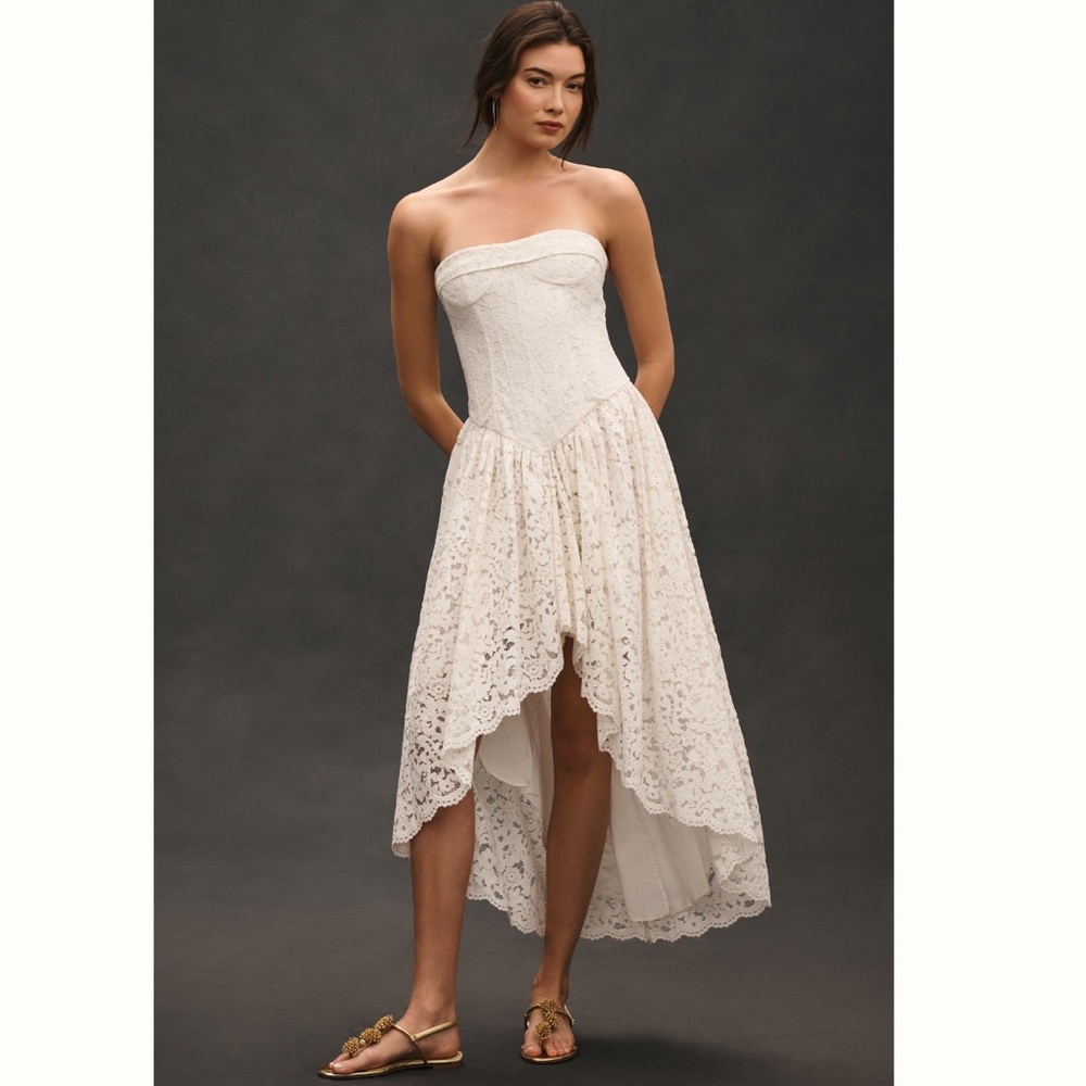 Bardot Felicidad Strapless Lace Dress In Orchid White Size 4